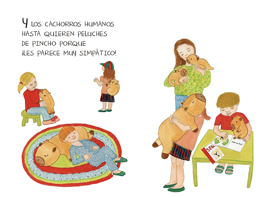 página doble del libro, los cachorros humanos queiren peluches