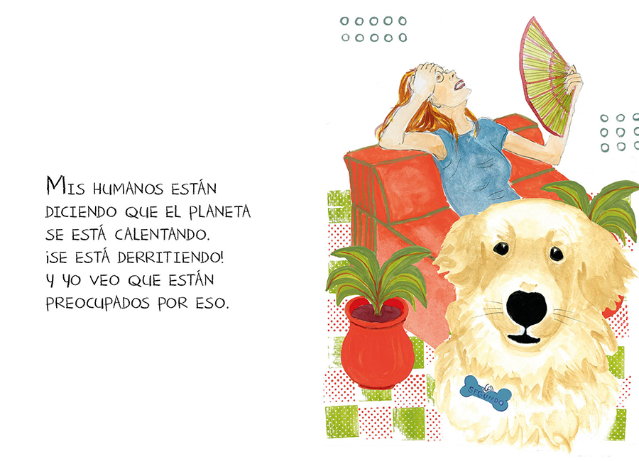página doble del libro, Mis Humanos están diciendo que el Planeta se está calentando.