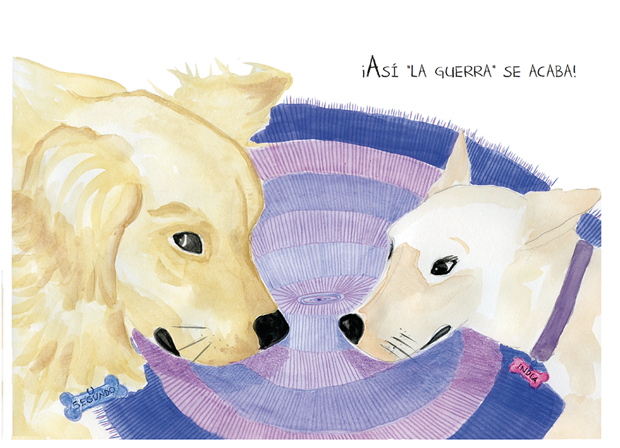 página doble del libro, Así la guerra se acaba