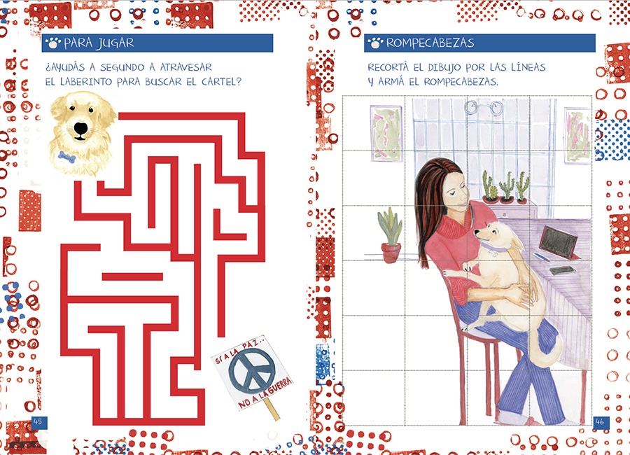 página doble del libro, Actividades para completar